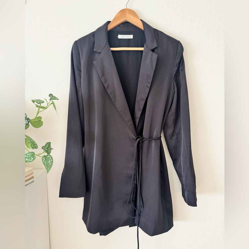 ✨ 12th Tribe Black Satin Wrap Dress ✨